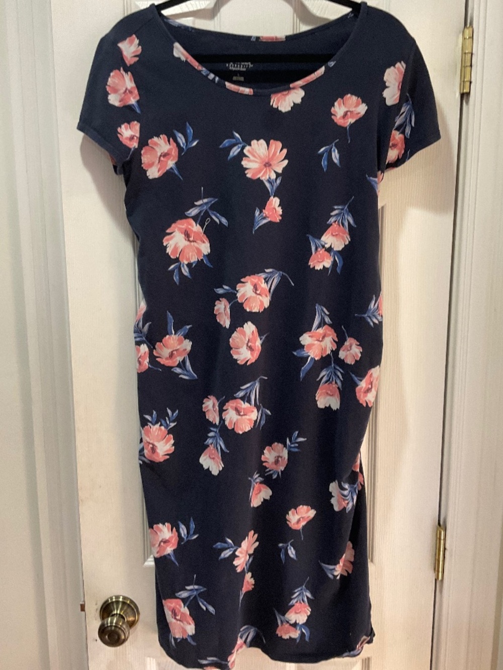 Isabel Maternity Ingrid Isabel Navy Blue Pink Coral Floral Dress Size: L